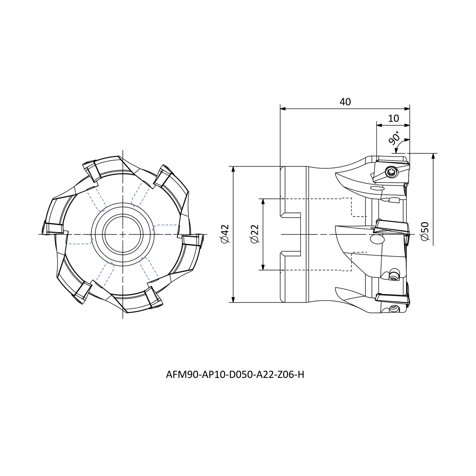 AFM90-AP10-D050-A22-Z06-H &mdash; dimensioned drawing