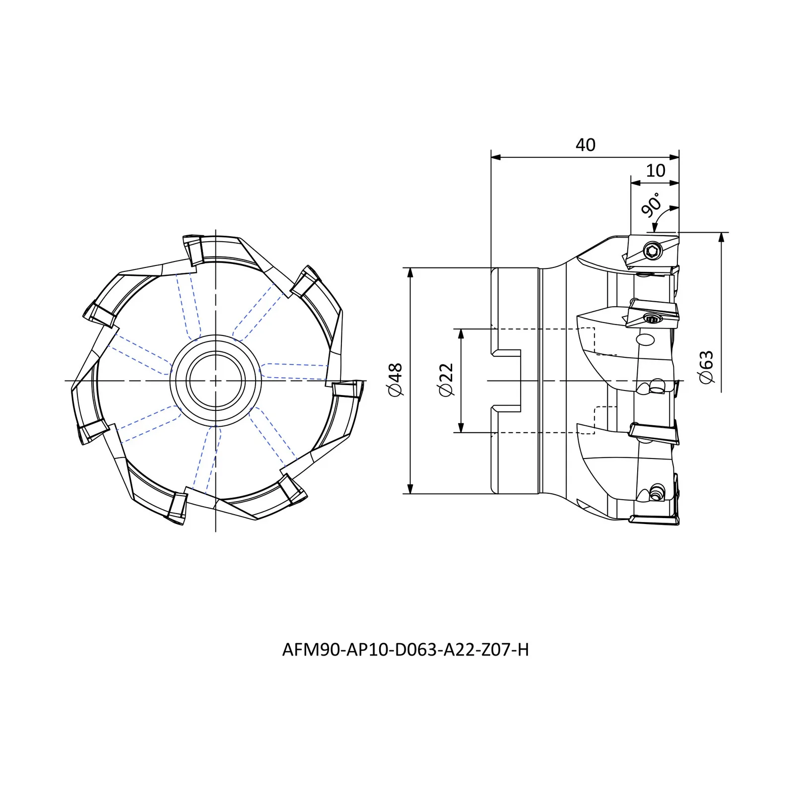 AFM90-AP10-D063-A22-Z07-H &mdash; dimensioned drawing