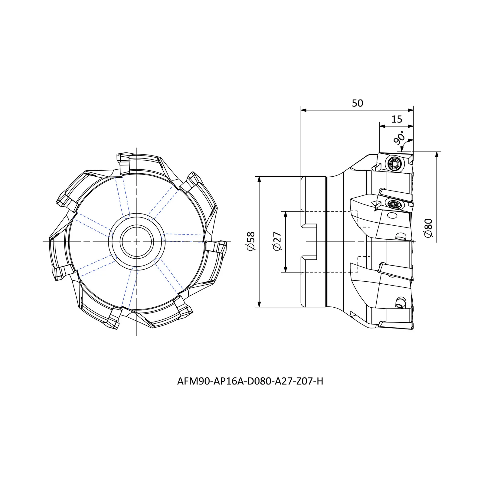 AFM90-AP16A-D080-A27-Z07-H &mdash; dimensioned drawing