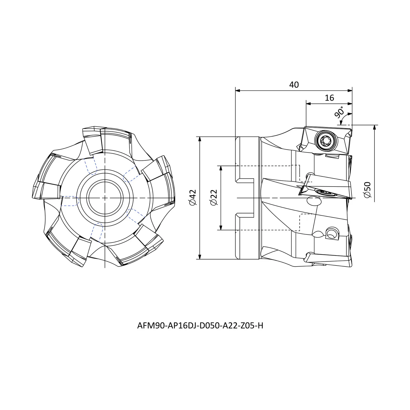 AFM90-AP16DJ-D050-A22-Z05-H &mdash; dimensioned drawing