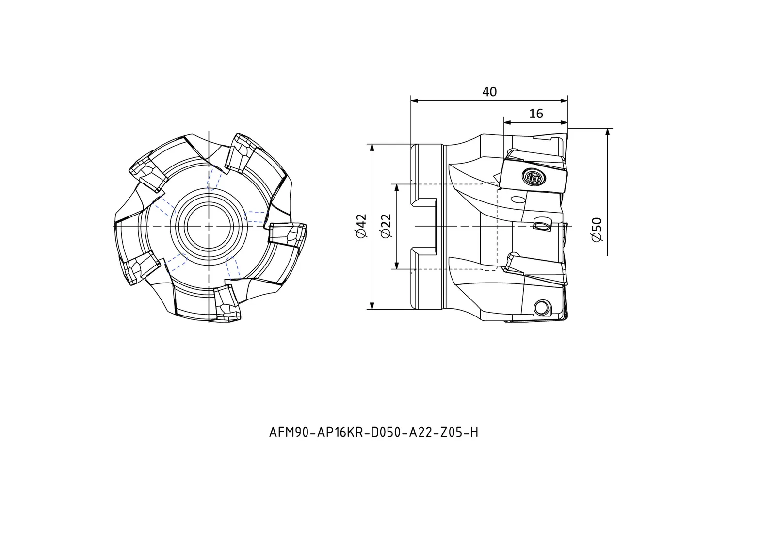 AFM90-AP16KR-D050-A22-Z05-H &mdash; dimensioned drawing