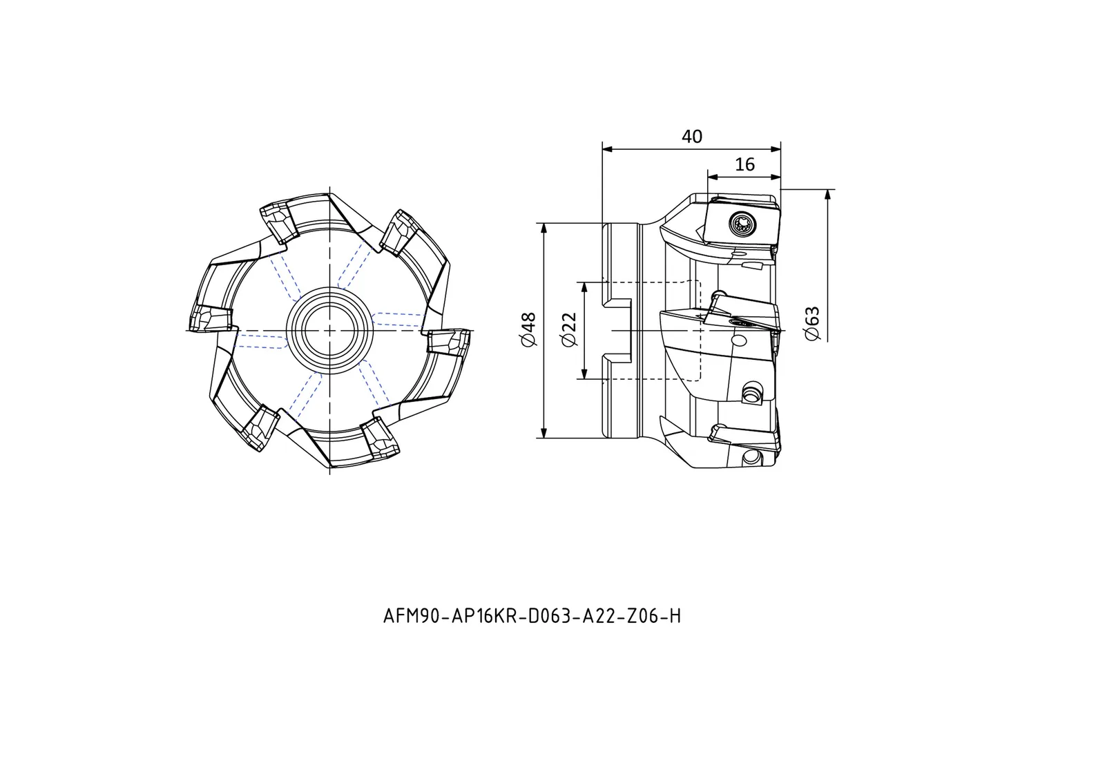 AFM90-AP16KR-D063-A22-Z06-H &mdash; dimensioned drawing