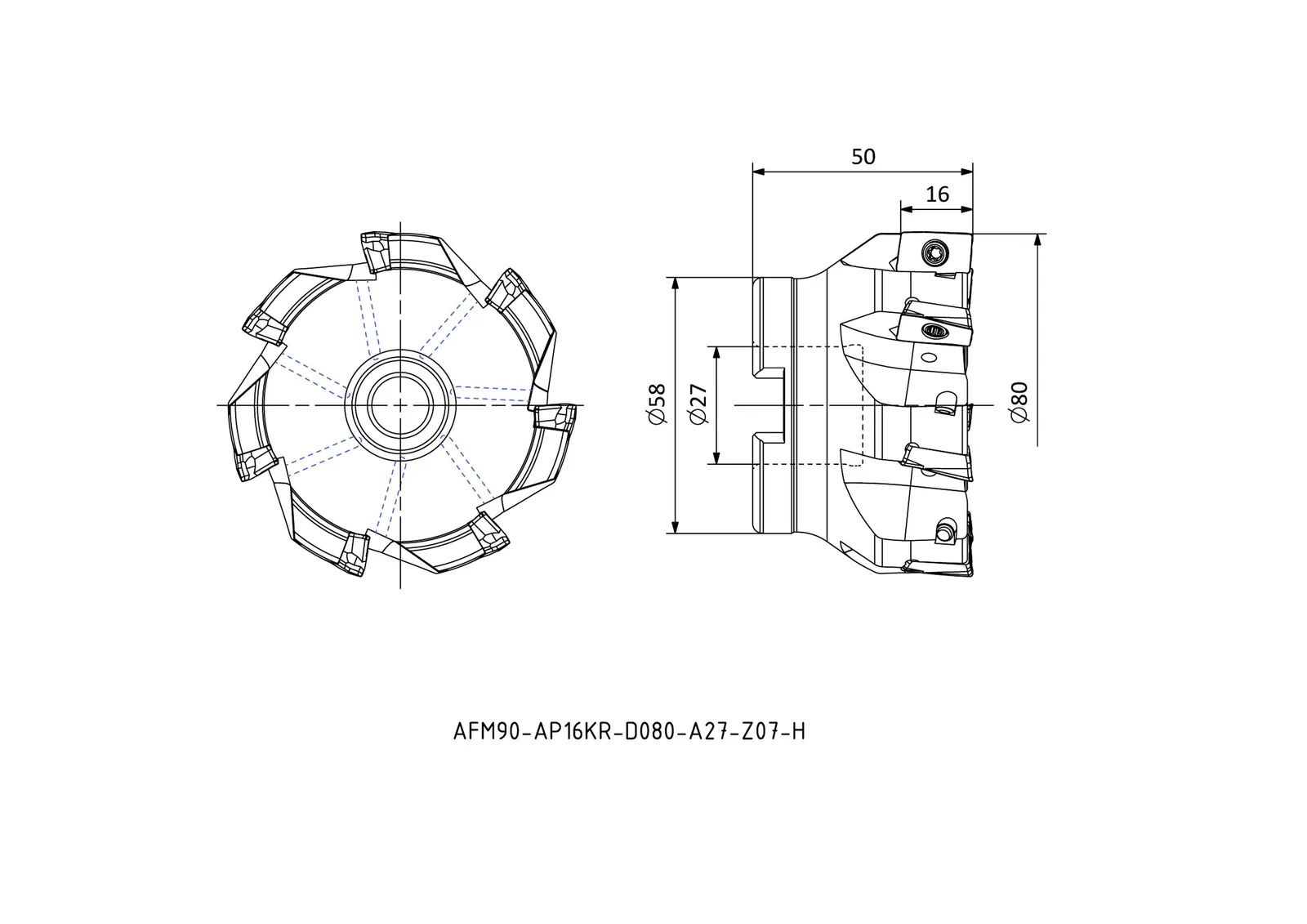 AFM90-AP16KR-D080-A27-Z07-H &mdash; dimensioned drawing