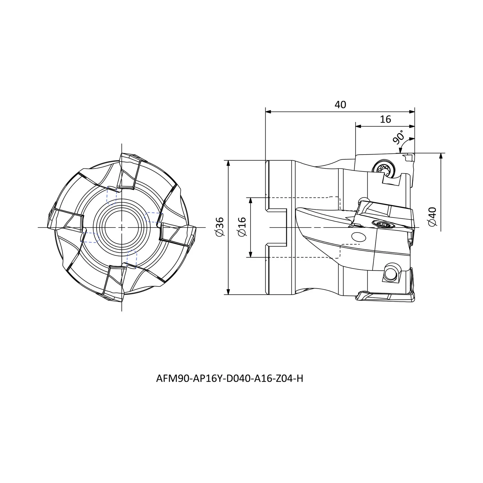 AFM90-AP16Y-D040-A16-Z04-H &mdash; dimensioned drawing