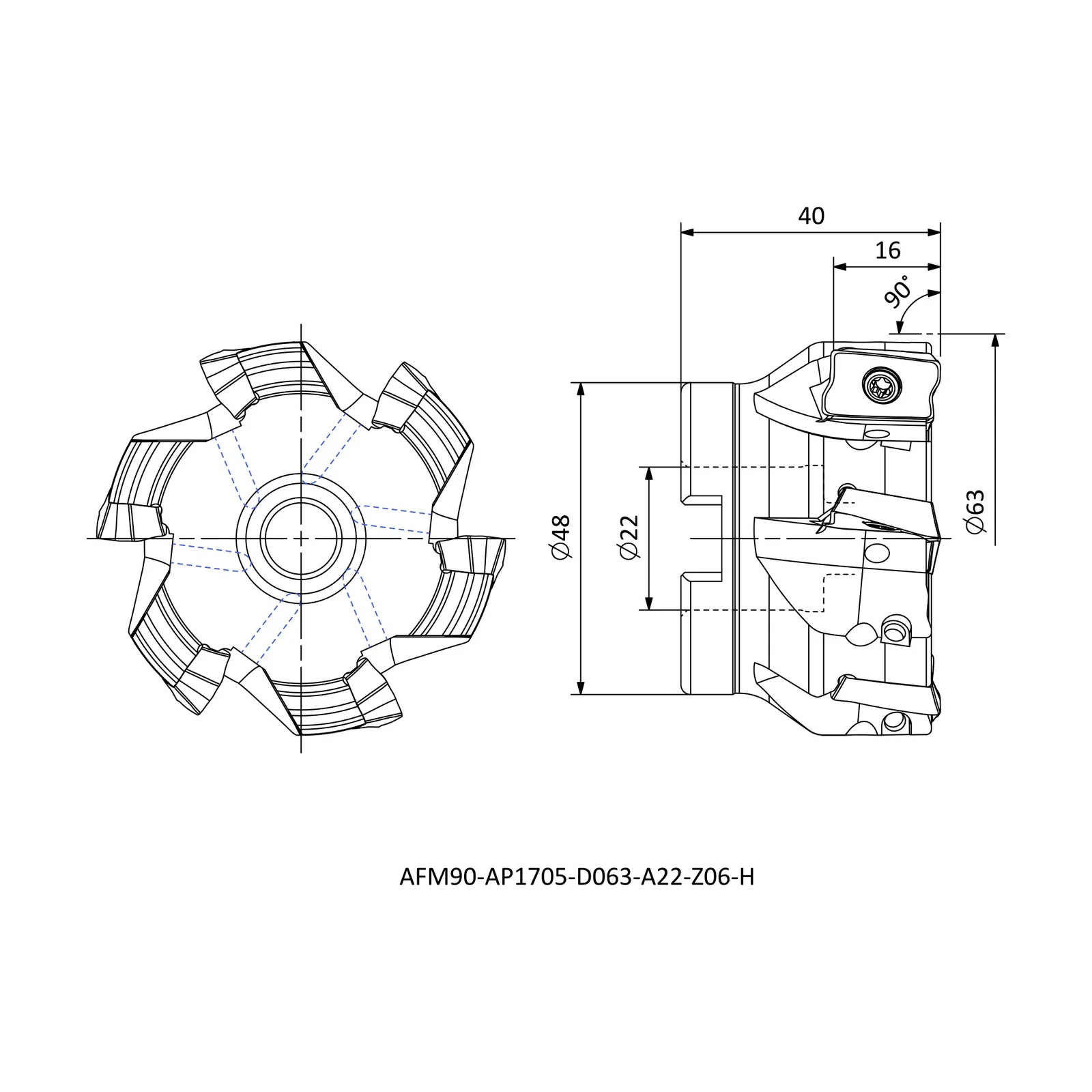 AFM90-AP1705-D063-A22-Z06-H &mdash; dimensioned drawing