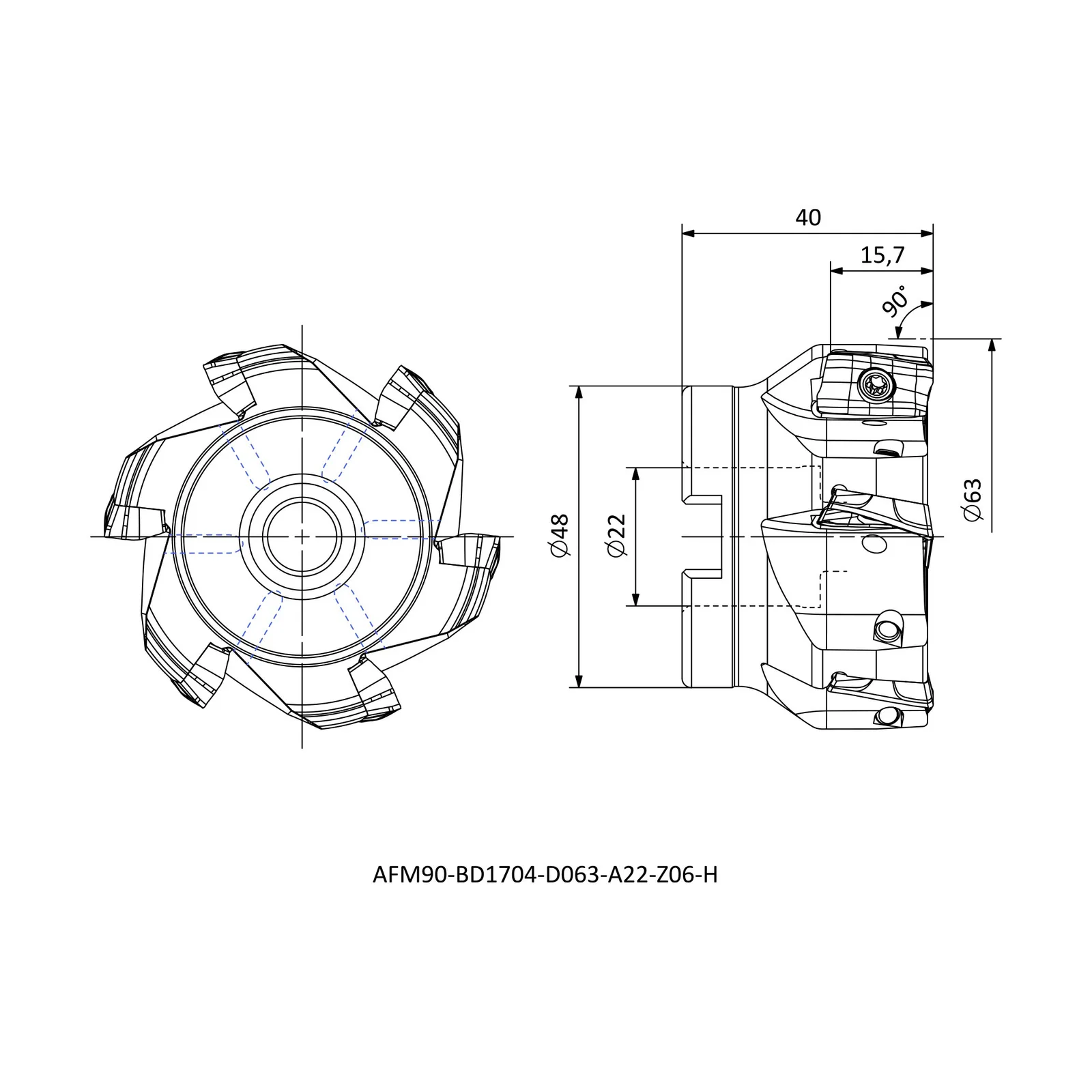 AFM90-BD1704-D063-A22-Z06-H &mdash; dimensioned drawing