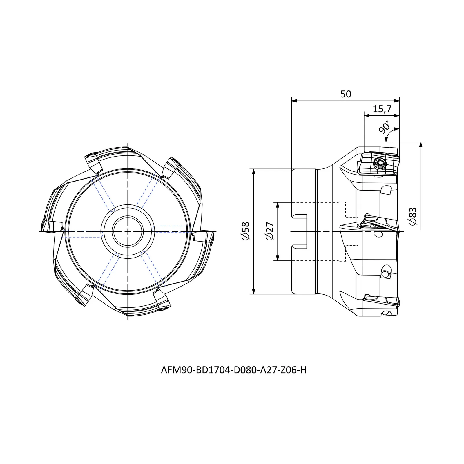 AFM90-BD1704-D080-A27-Z06-H &mdash; dimensioned drawing