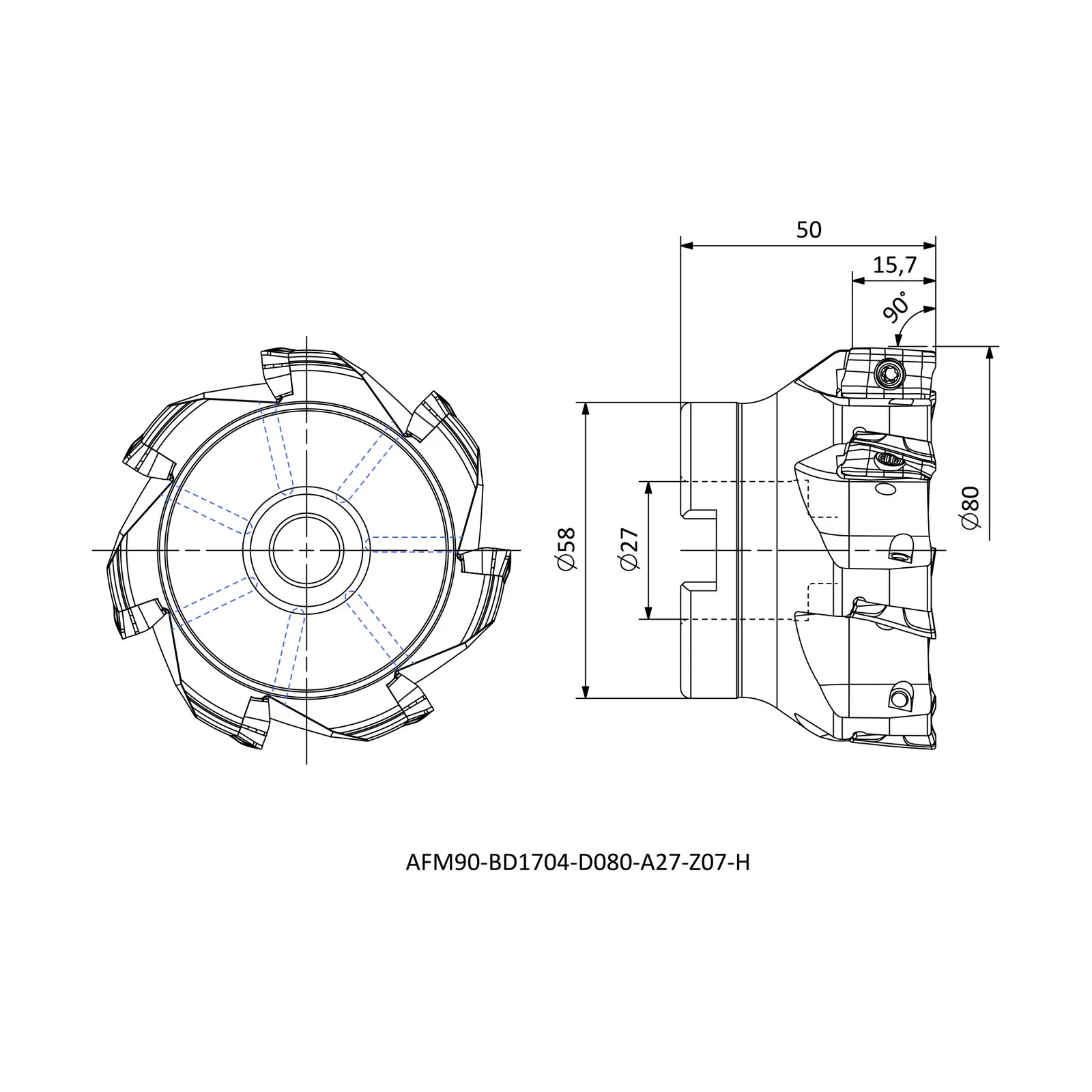 AFM90-BD1704-D080-A27-Z07-H &mdash; dimensioned drawing