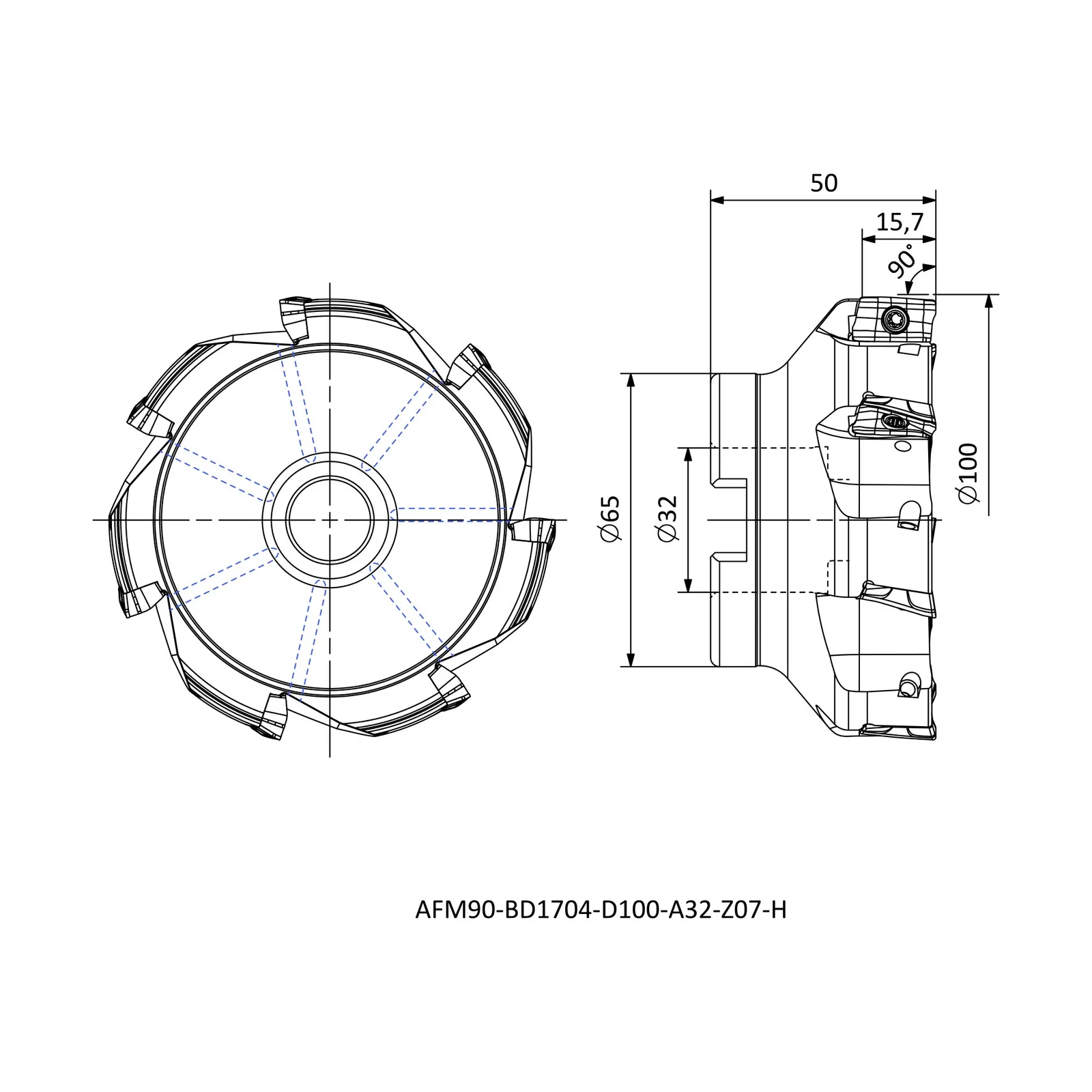 AFM90-BD1704-D100-A32-Z07-H &mdash; dimensioned drawing