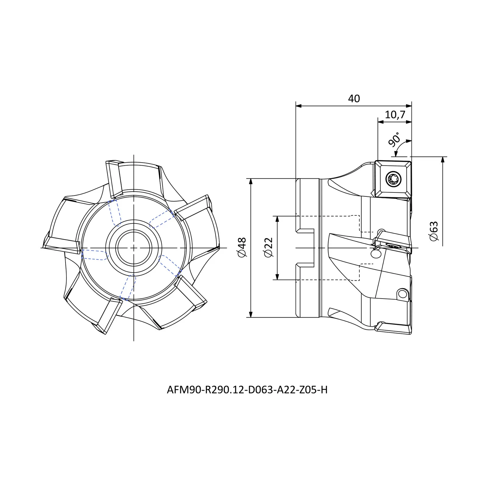 AFM90-R290.12-D063-A22-Z05-H &mdash; dimensioned drawing