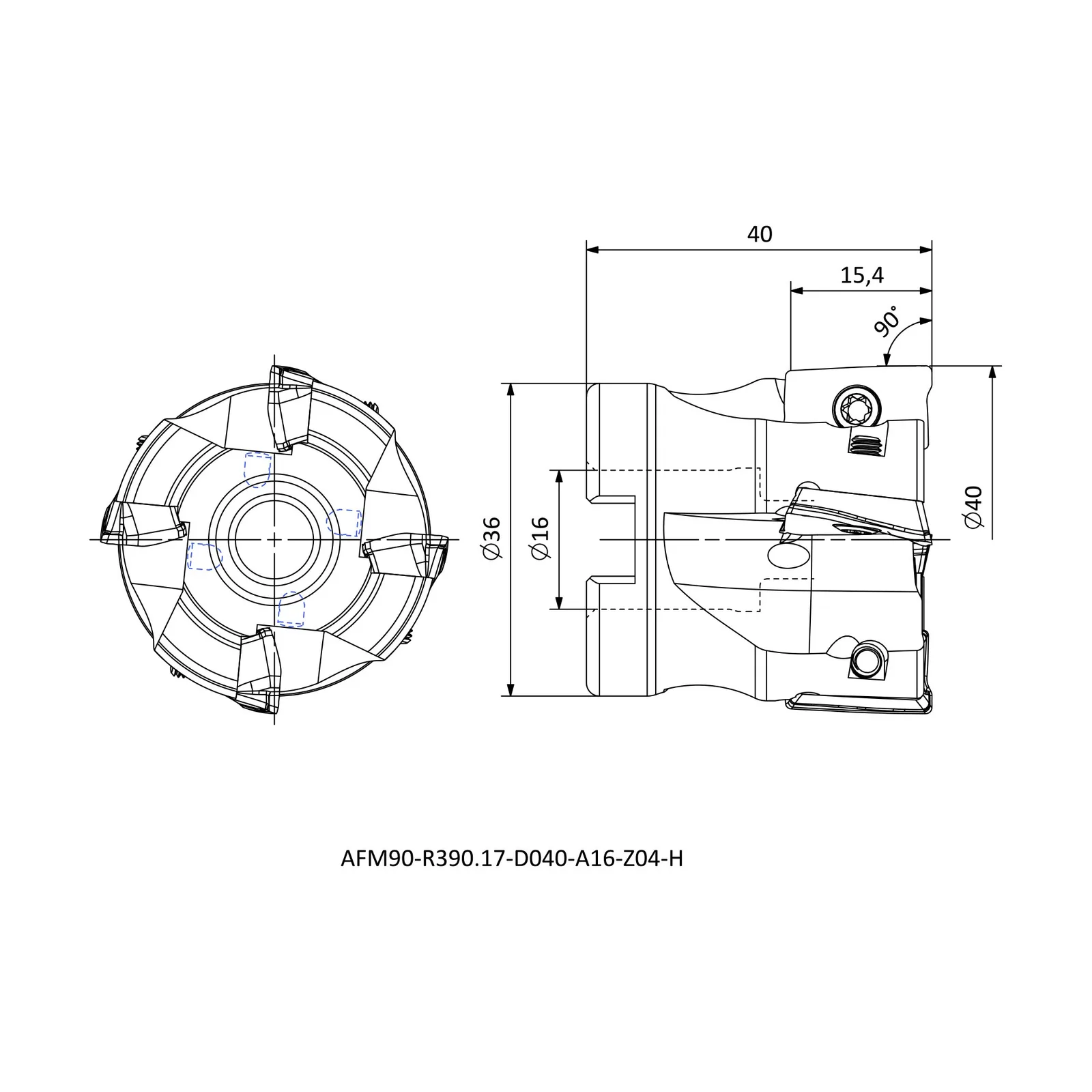 AFM90-R390.17-D040-A16-Z04-H &mdash; dimensioned drawing