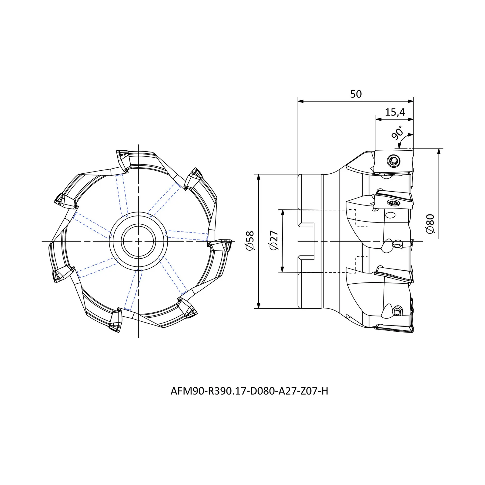 AFM90-R390.17-D080-A27-Z07-H &mdash; dimensioned drawing
