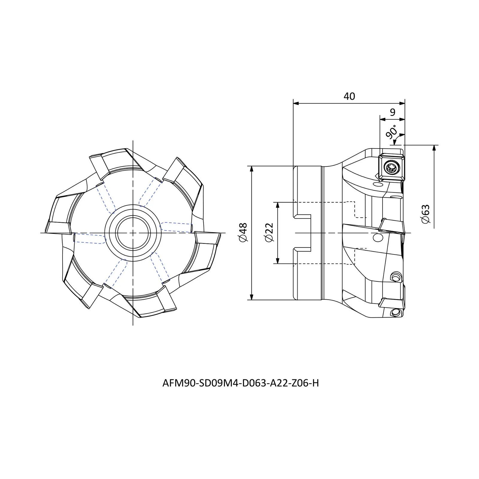 AFM90-SD09M4-D063-A22-Z06-H &mdash; dimensioned drawing