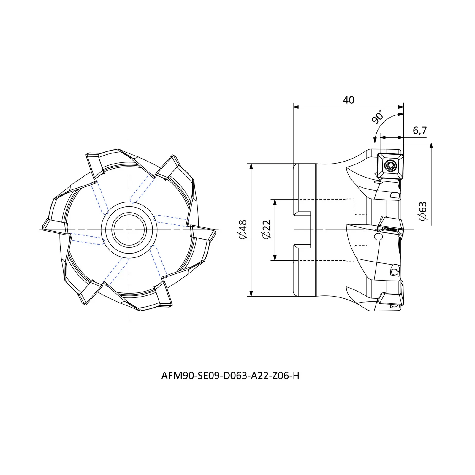 AFM90-SE09-D063-A22-Z06-H &mdash; dimensioned drawing