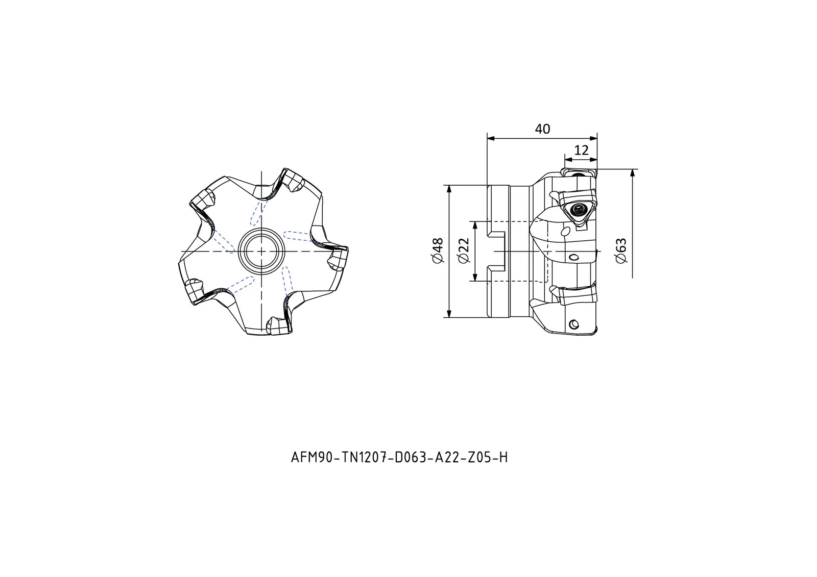 AFM90-TN1207-D063-A22-Z05-H &mdash; dimensioned drawing