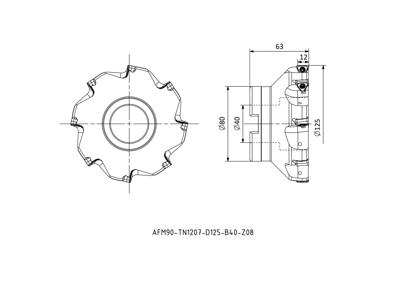 AFM90-TN1207-D125-B40-Z08 &mdash; dimensioned drawing
