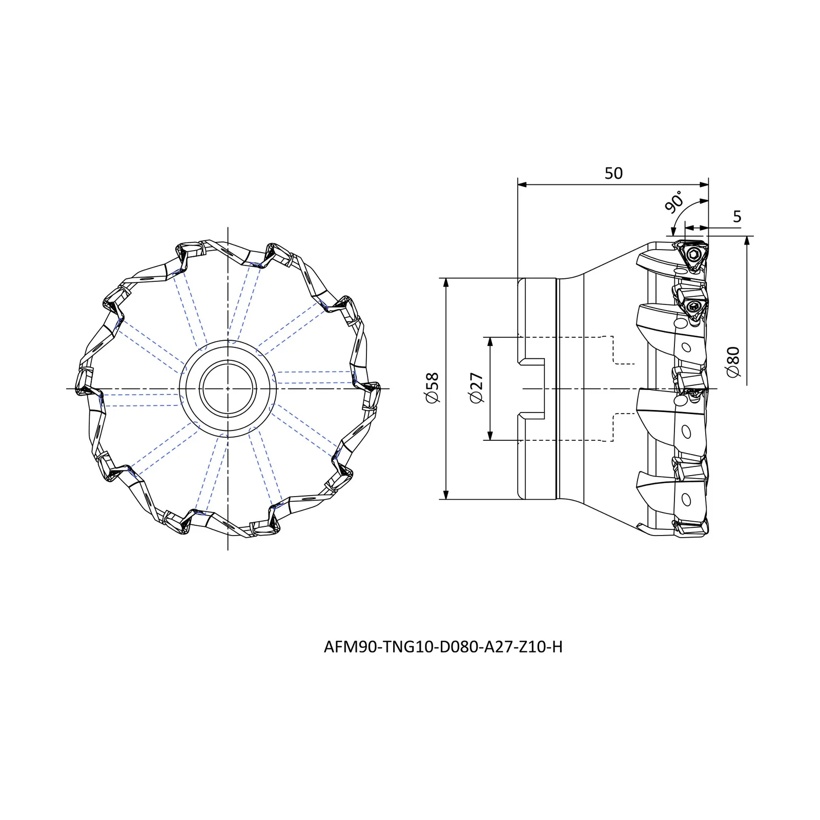 AFM90-TNG10-D080-A27-Z10-H &mdash; dimensioned drawing
