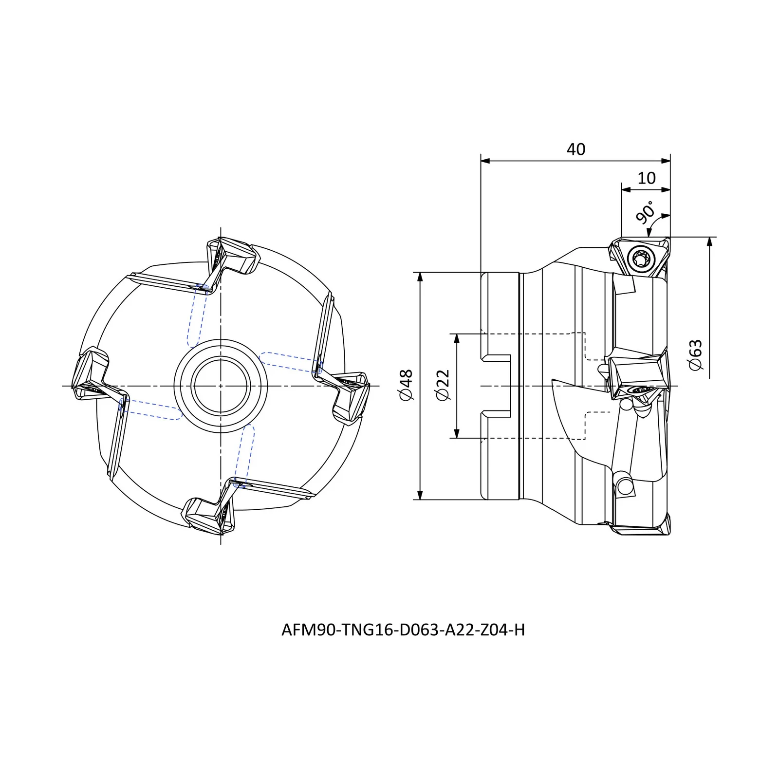 AFM90-TNG16-D063-A22-Z04-H &mdash; dimensioned drawing