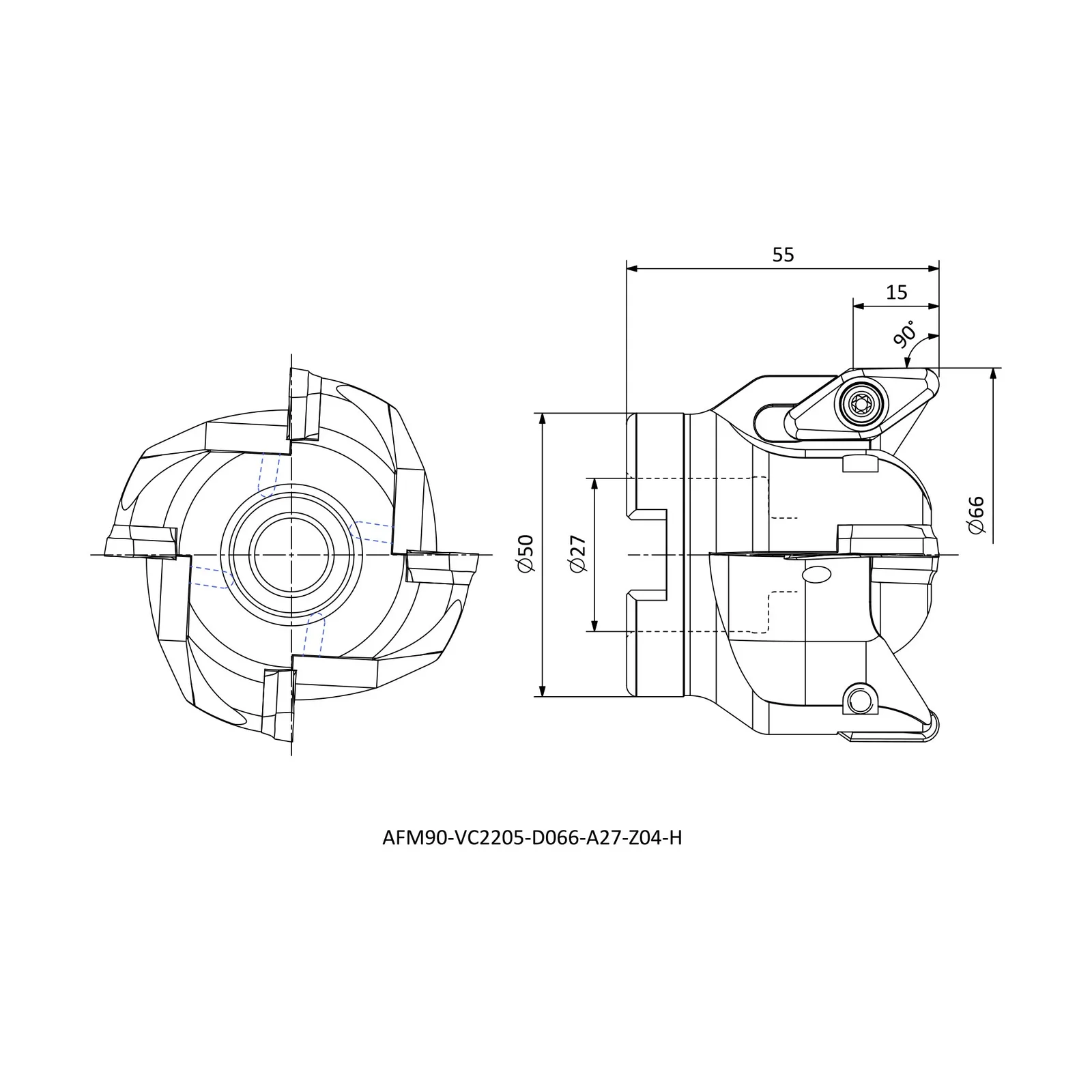 AFM90-VC2205-D066-A27-Z04-H &mdash; dimensioned drawing