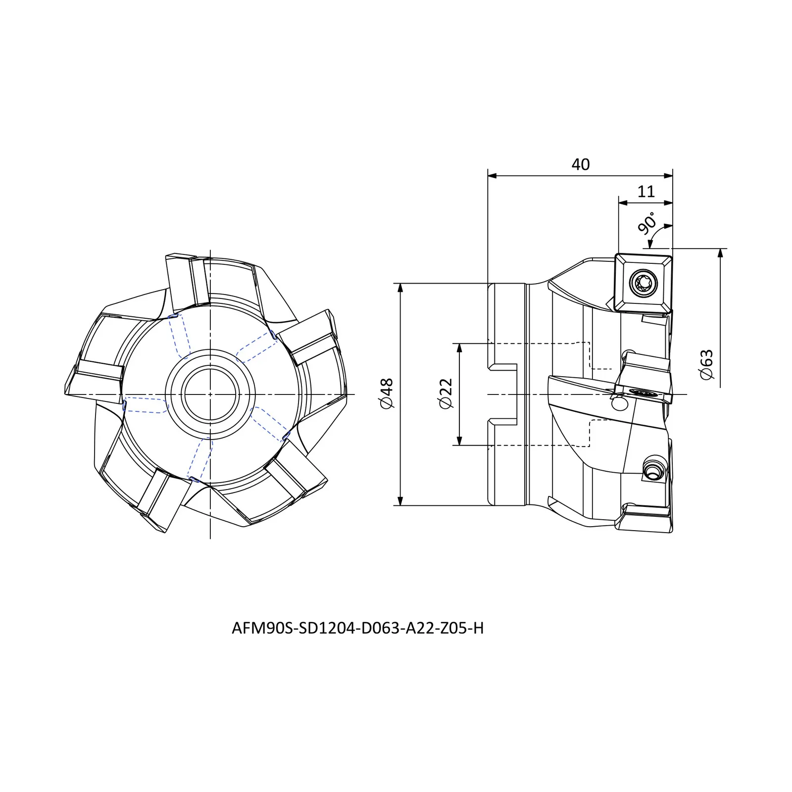 AFM90S-SD1204-D063-A22-Z05-H &mdash; dimensioned drawing
