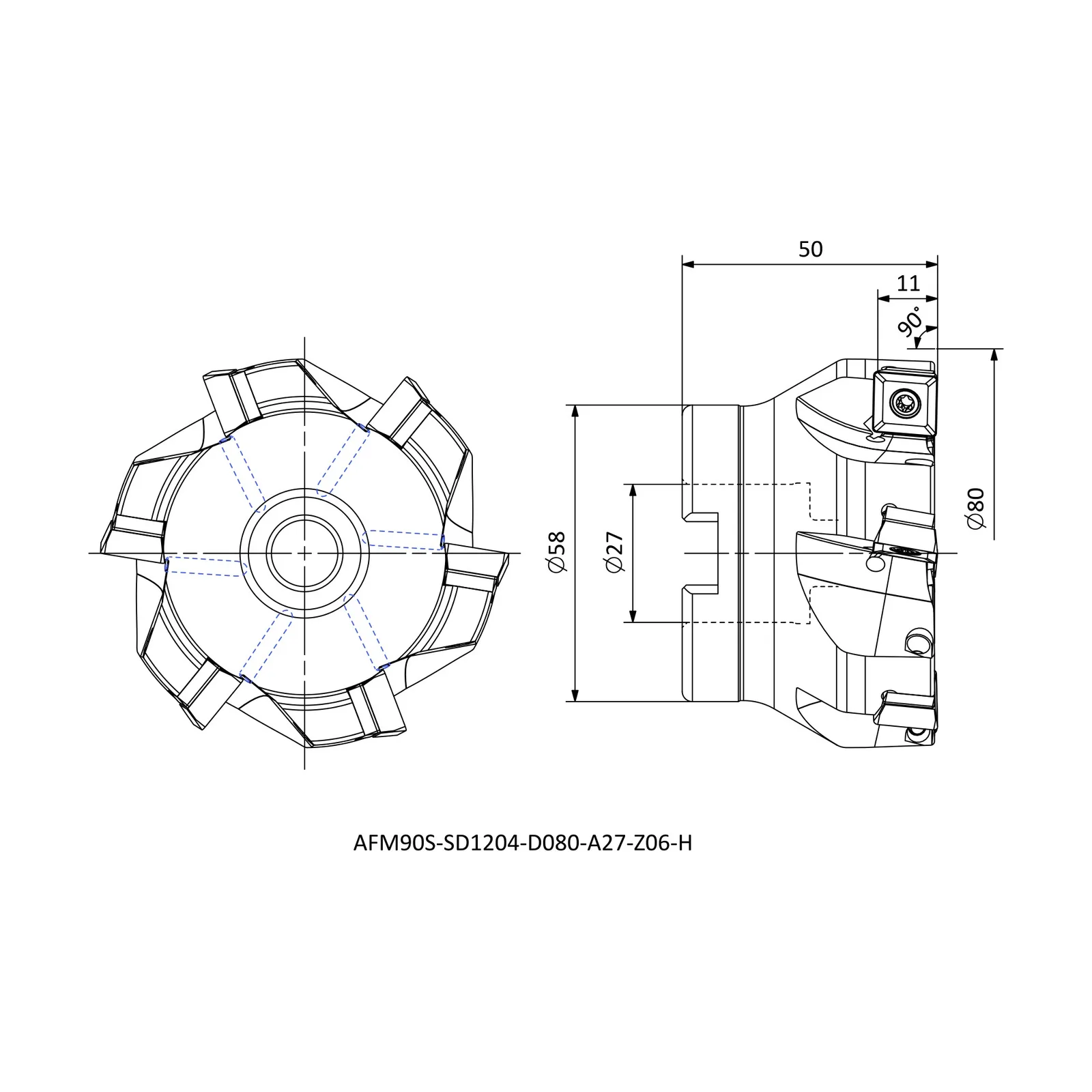 AFM90S-SD1204-D080-A27-Z06-H &mdash; dimensioned drawing