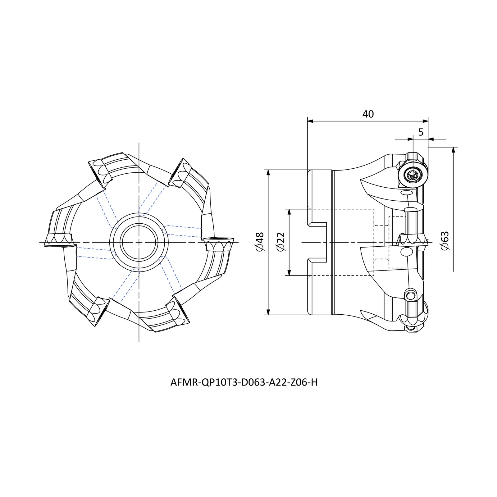 AFMR-QP10T3-D063-A22-Z06-H &mdash; dimensioned drawing