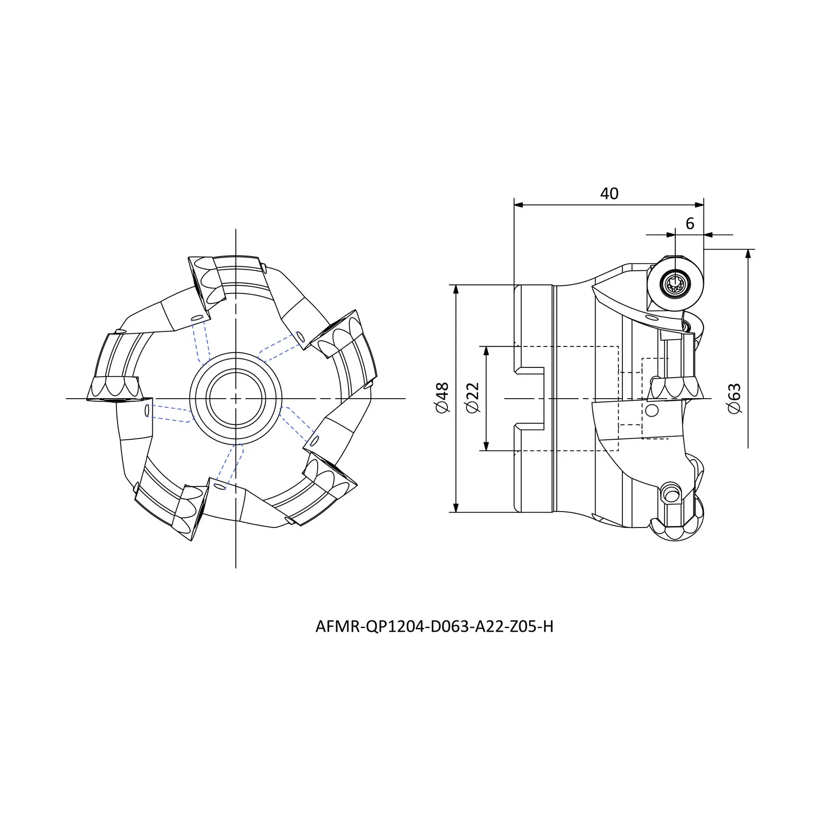 AFMR-QP1204-D063-A22-Z05-H &mdash; dimensioned drawing