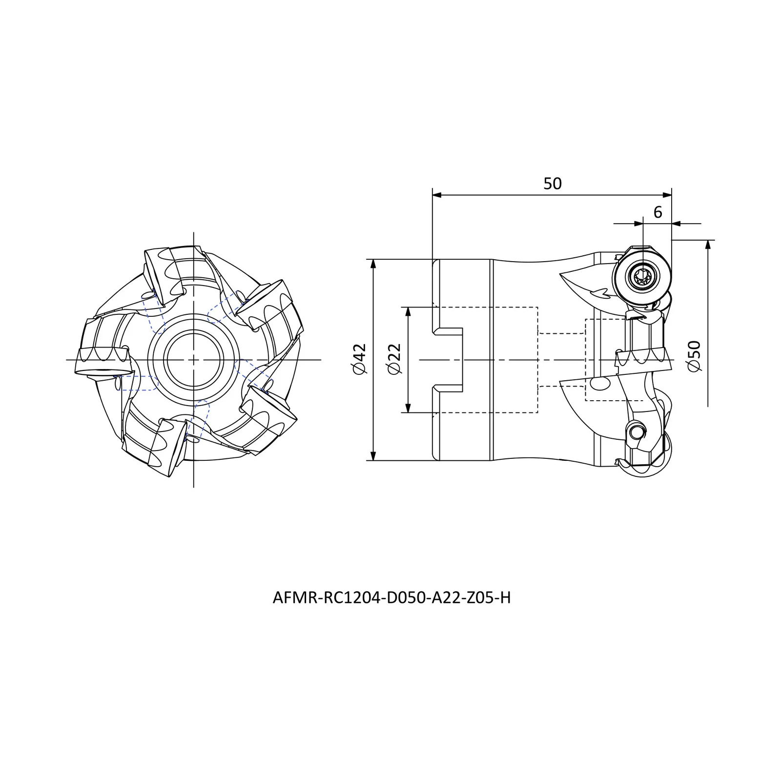 AFMR-RC1204-D050-A22-Z05-H &mdash; dimensioned drawing