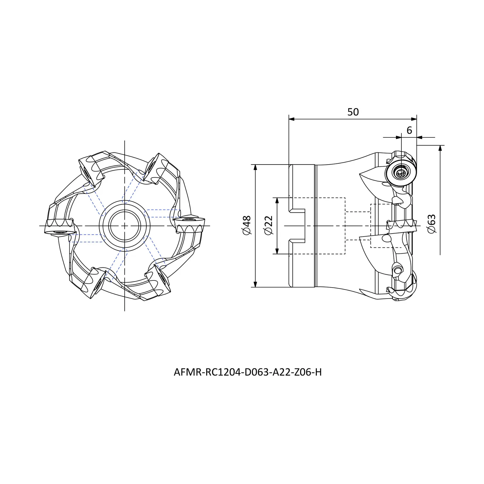 AFMR-RC1204-D063-A22-Z06-H &mdash; dimensioned drawing