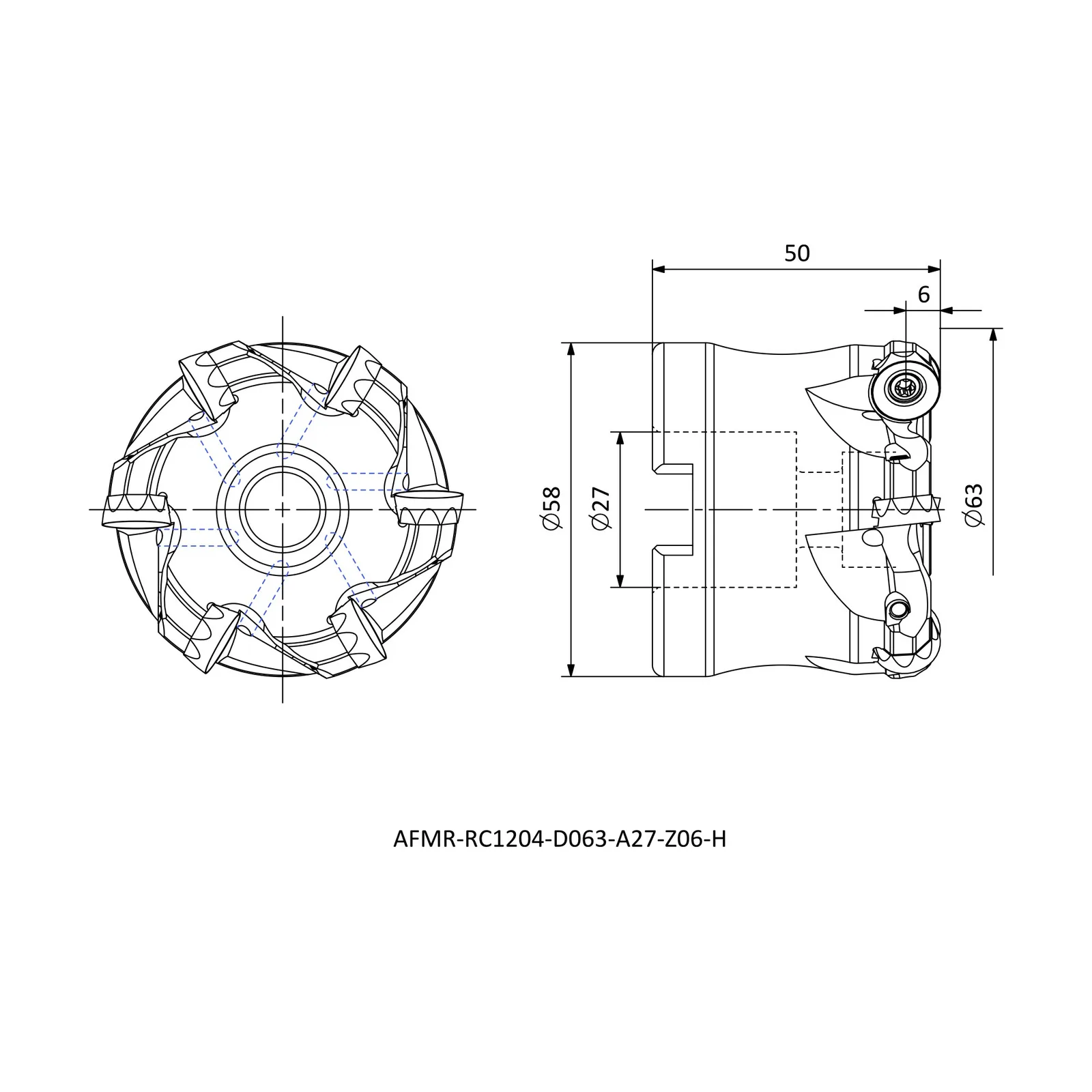 AFMR-RC1204-D063-A27-Z06-H &mdash; dimensioned drawing