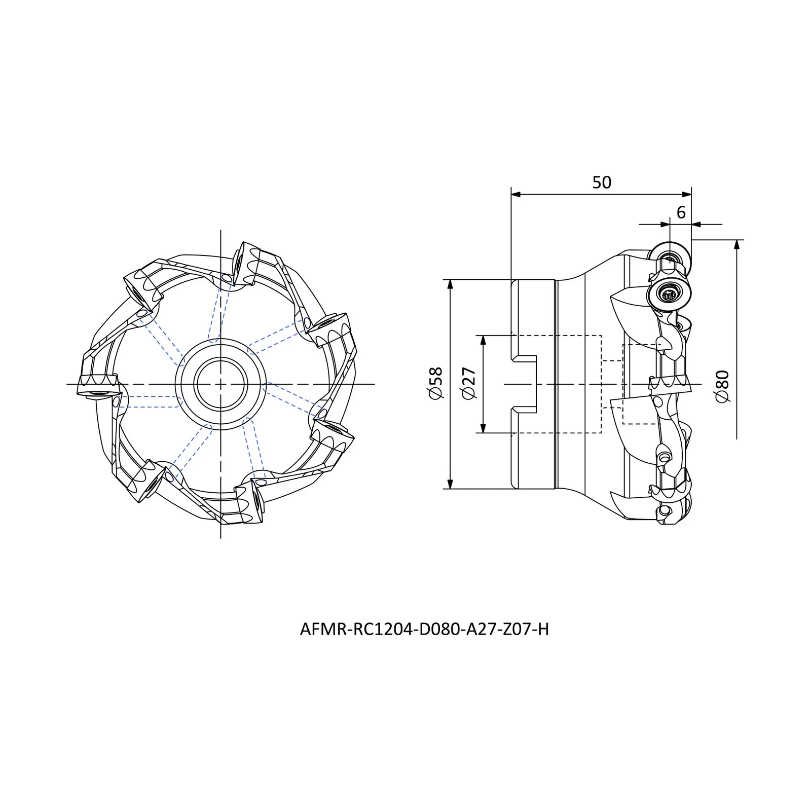 AFMR-RC1204-D080-A27-Z07-H &mdash; dimensioned drawing