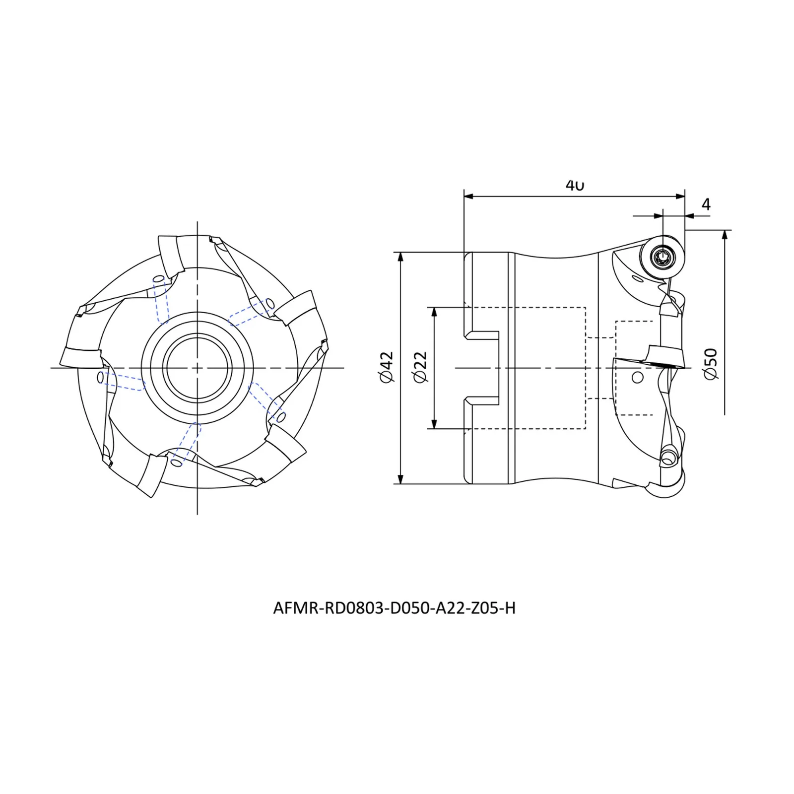 AFMR-RD0803-D050-A22-Z05-H &mdash; dimensioned drawing