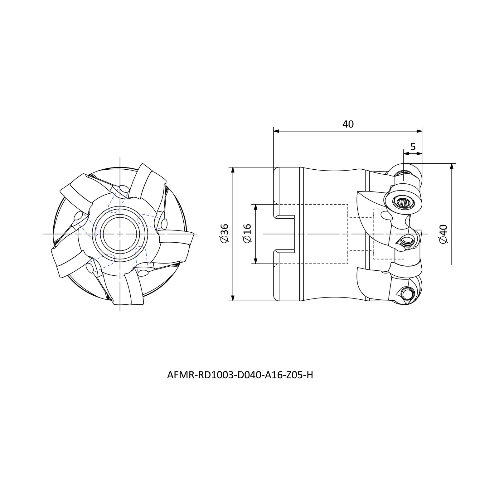 AFMR-RD1003-D040-A16-Z05-H &mdash; dimensioned drawing