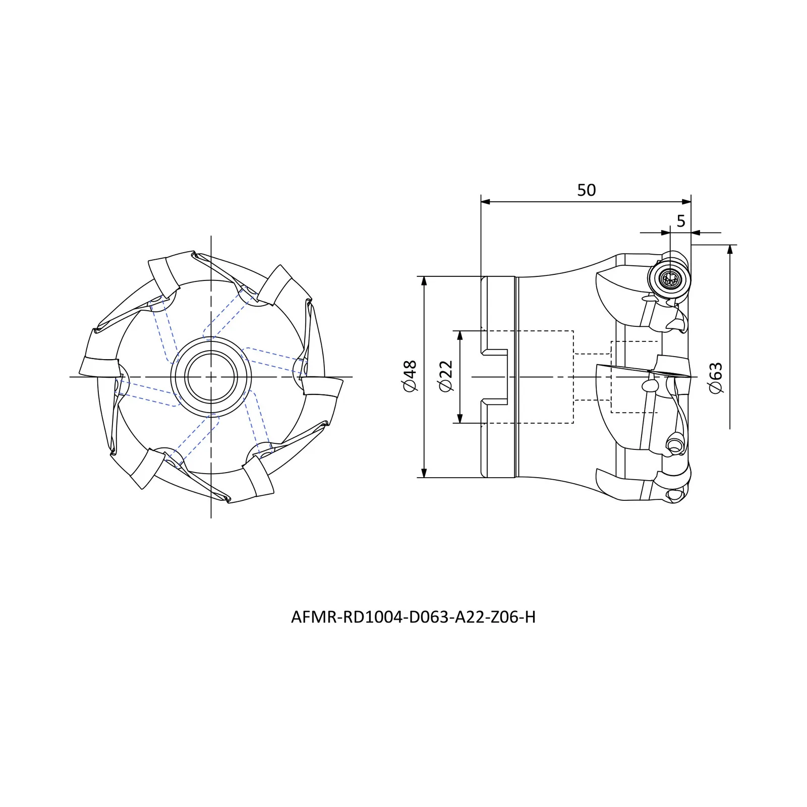 AFMR-RD1004-D063-A22-Z06-H &mdash; dimensioned drawing
