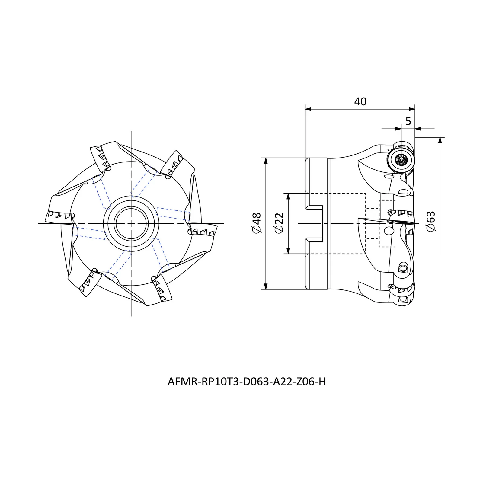AFMR-RP10T3-D063-A22-Z06-H &mdash; dimensioned drawing