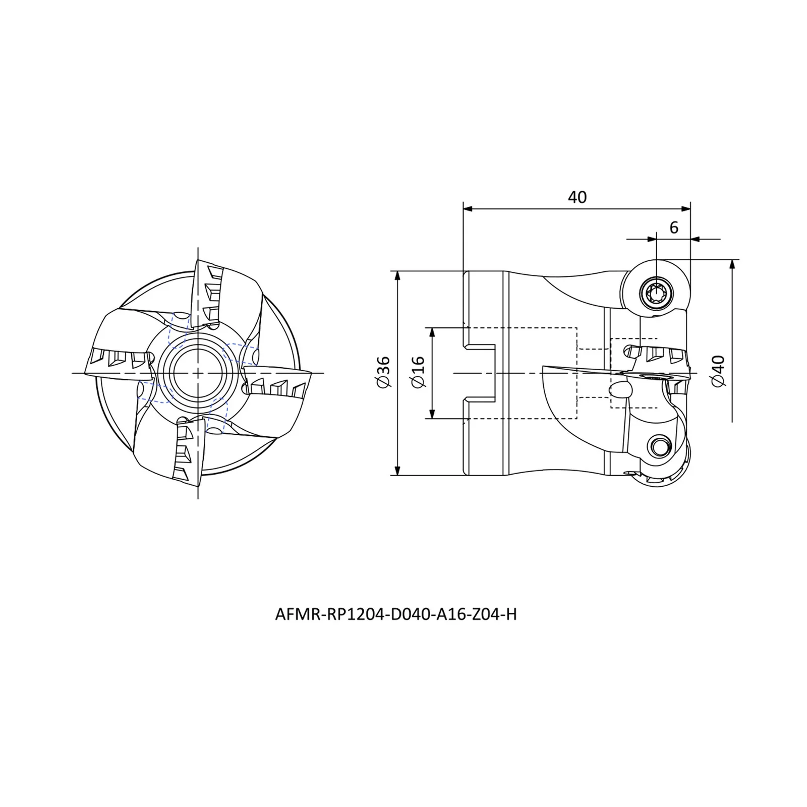 AFMR-RP1204-D040-A16-Z04-H &mdash; dimensioned drawing