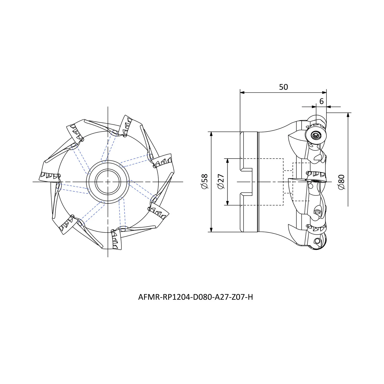 AFMR-RP1204-D080-A27-Z07-H &mdash; dimensioned drawing