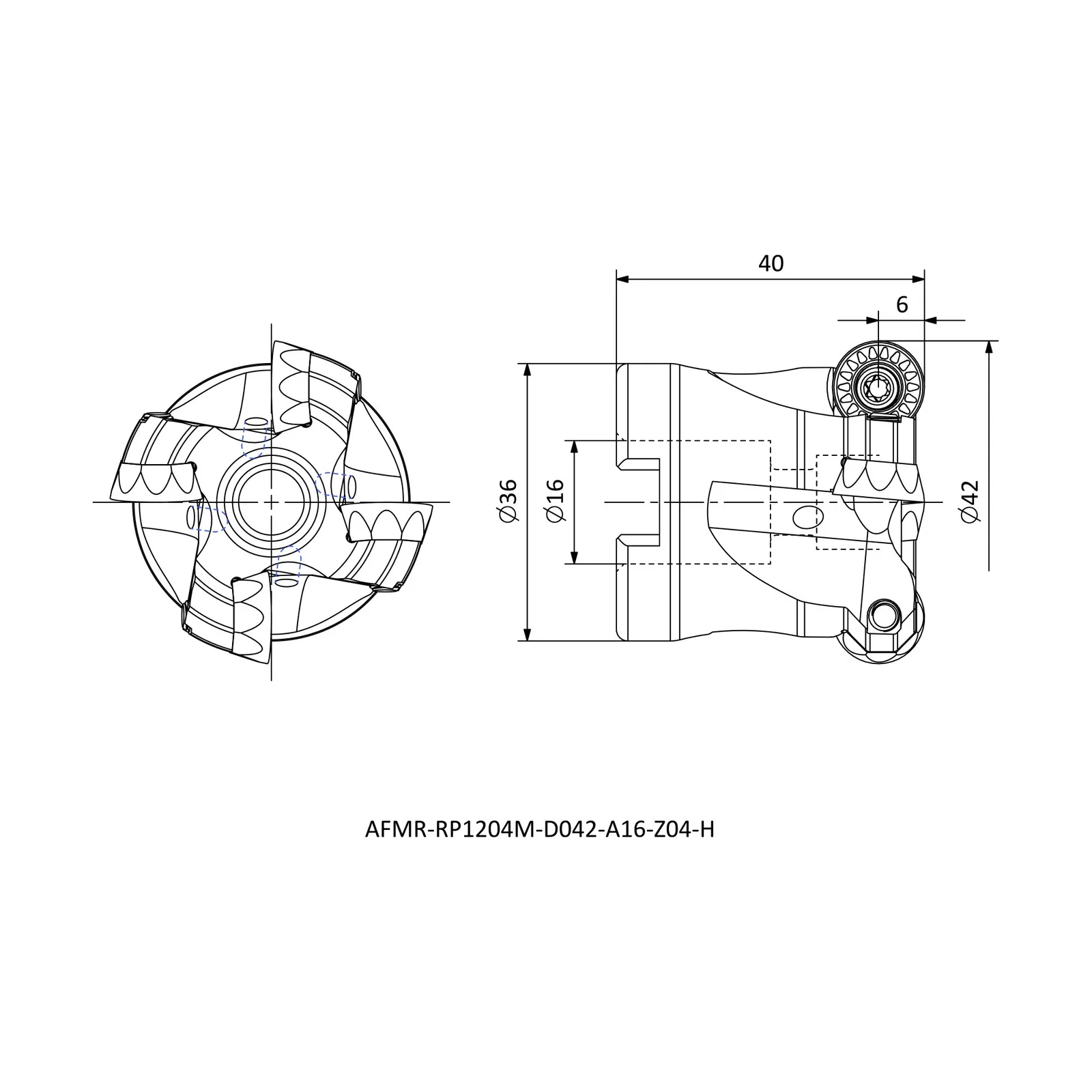 AFMR-RP1204M-D042-A16-Z04-H &mdash; dimensioned drawing