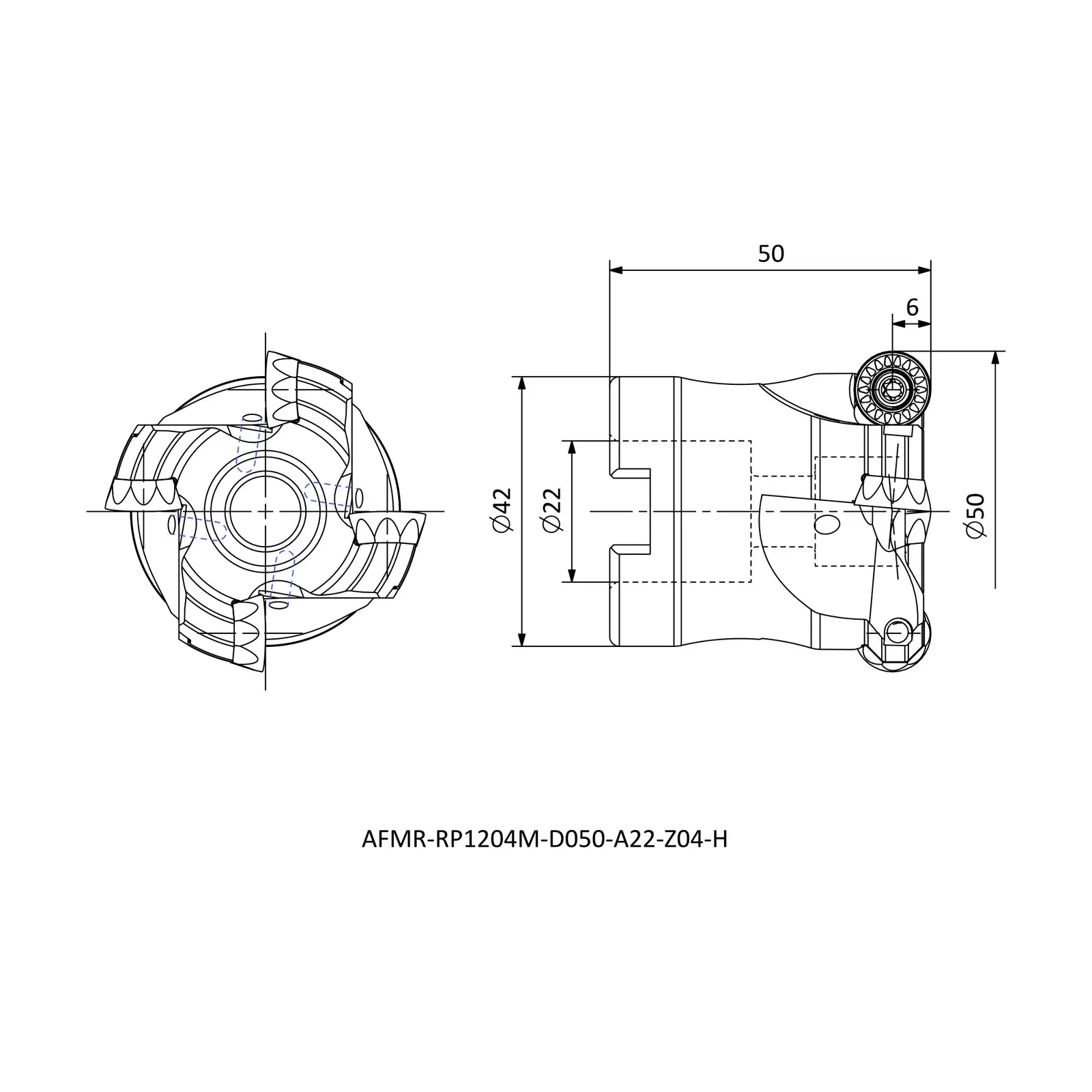 AFMR-RP1204M-D050-A22-Z04-H &mdash; dimensioned drawing