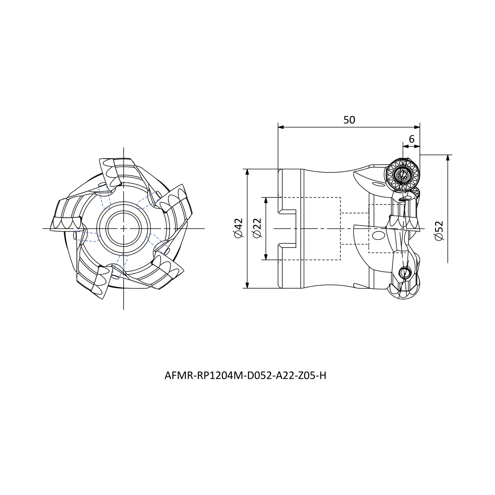 AFMR-RP1204M-D052-A22-Z05-H &mdash; dimensioned drawing