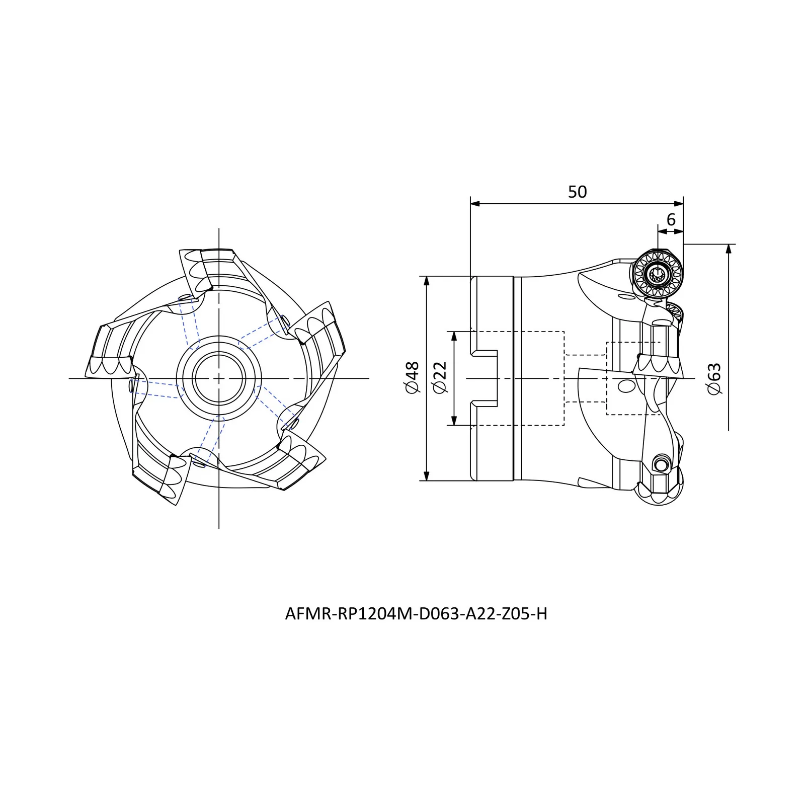 AFMR-RP1204M-D063-A22-Z05-H &mdash; dimensioned drawing