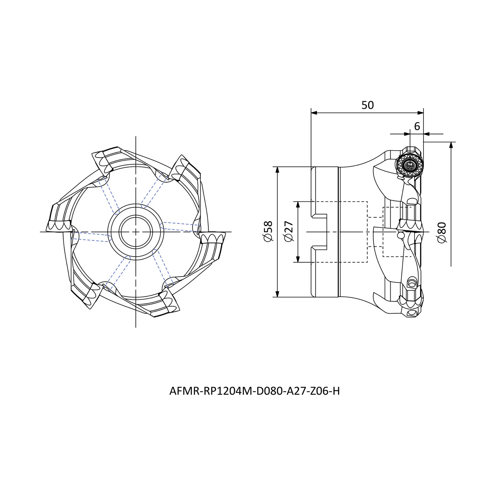 AFMR-RP1204M-D080-A27-Z06-H &mdash; dimensioned drawing