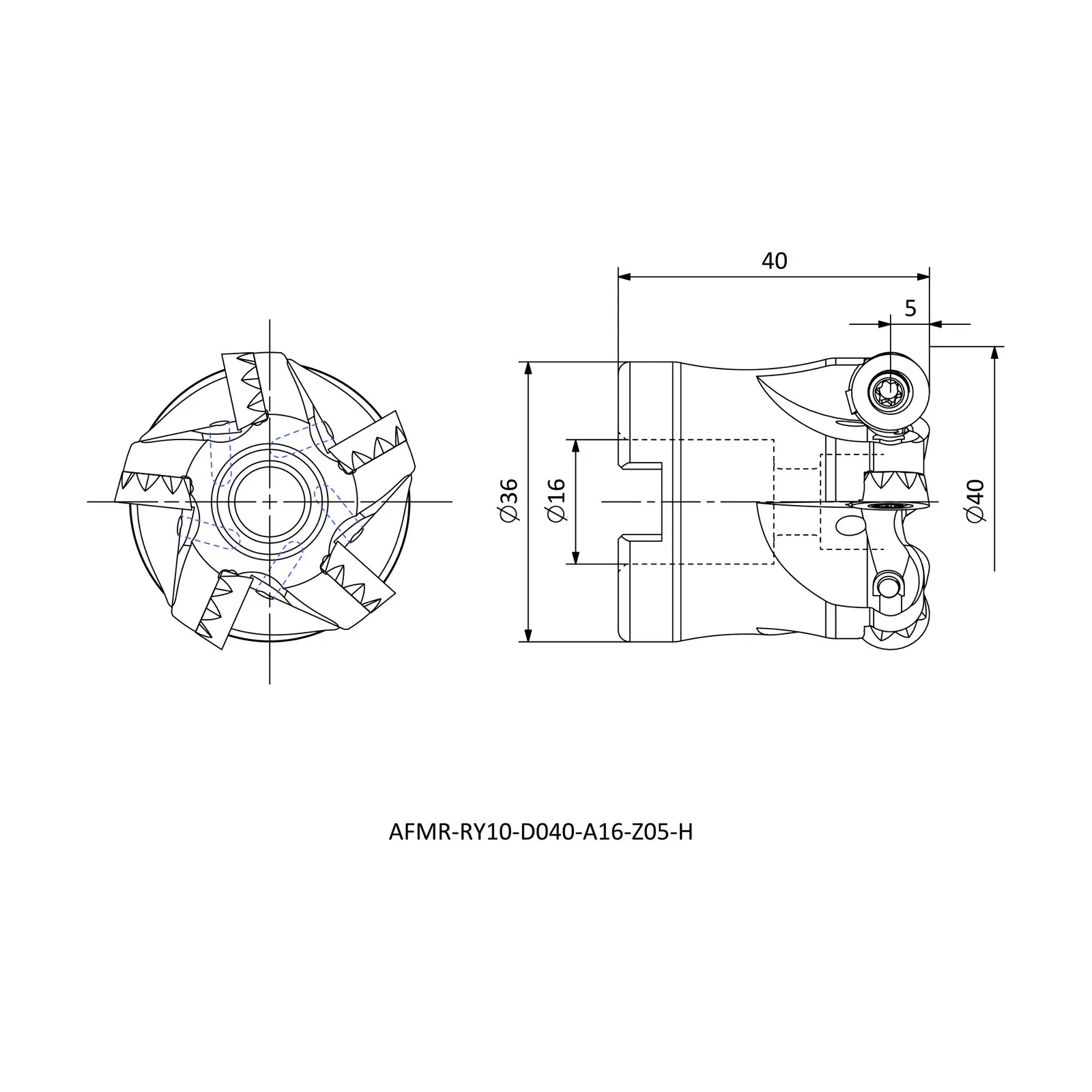 AFMR-RY10-D040-A16-Z05-H &mdash; dimensioned drawing