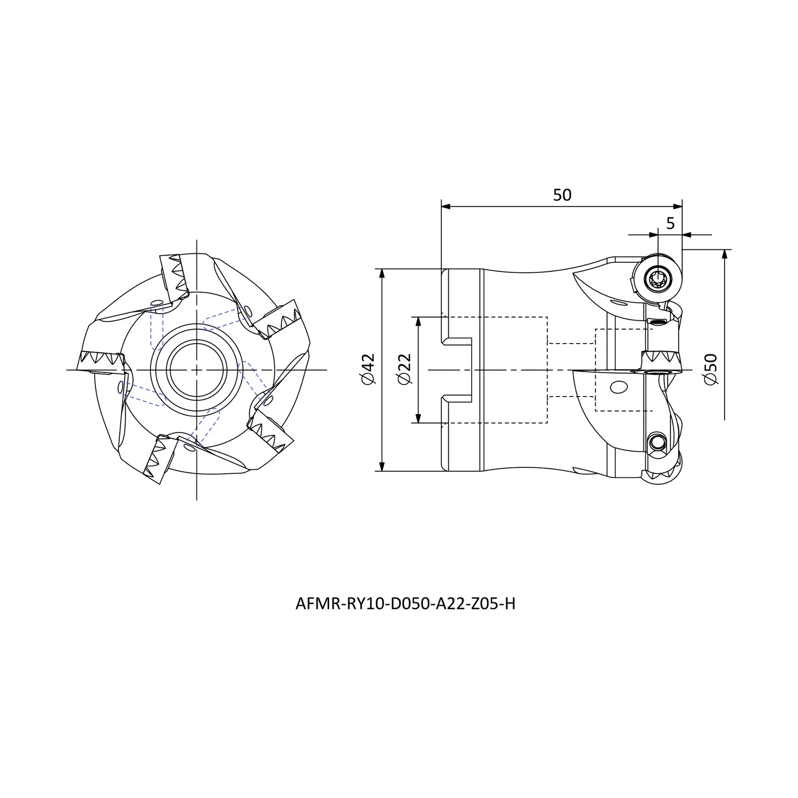 AFMR-RY10-D050-A22-Z05-H &mdash; dimensioned drawing