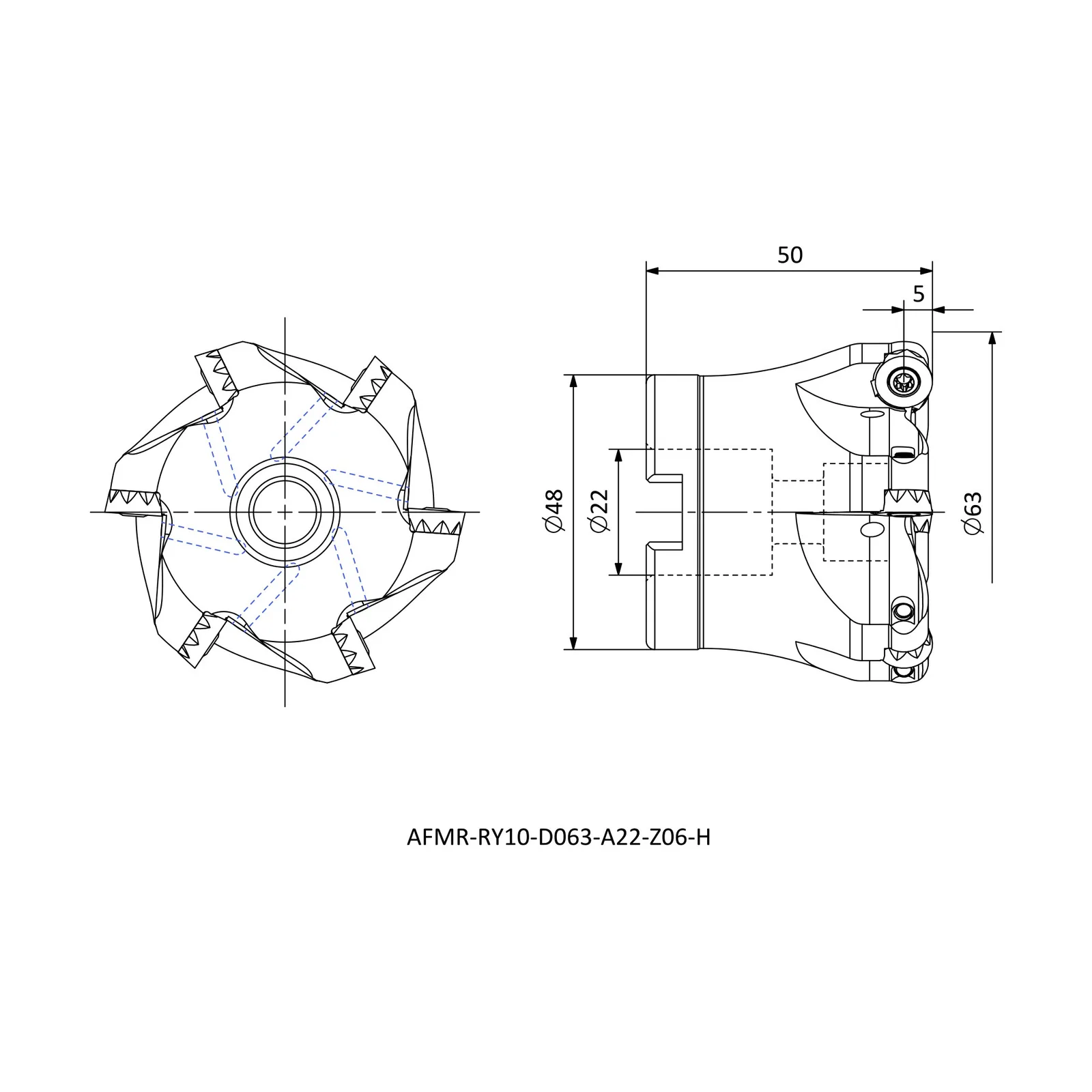 AFMR-RY10-D063-A22-Z06-H &mdash; dimensioned drawing