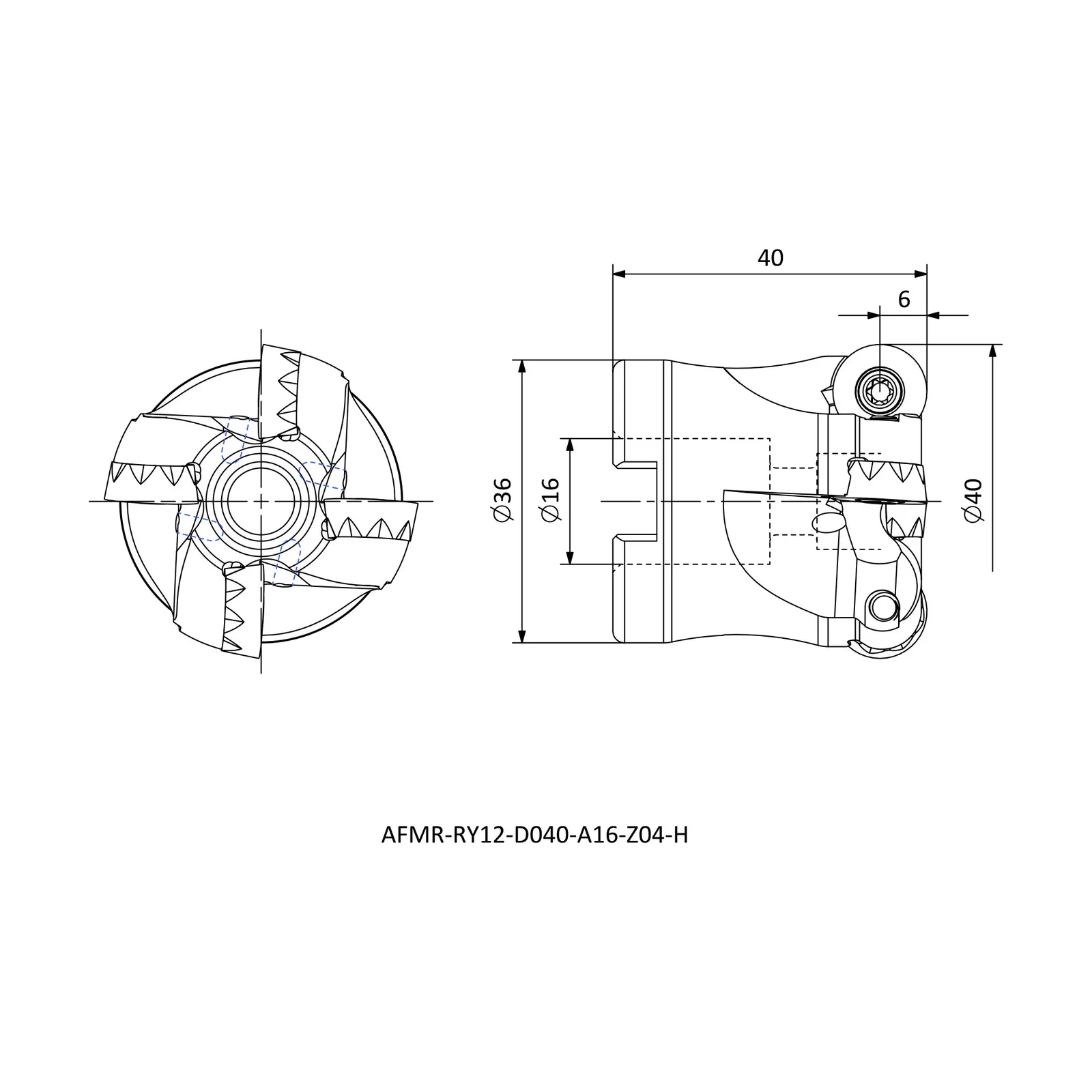 AFMR-RY12-D040-A16-Z04-H &mdash; dimensioned drawing