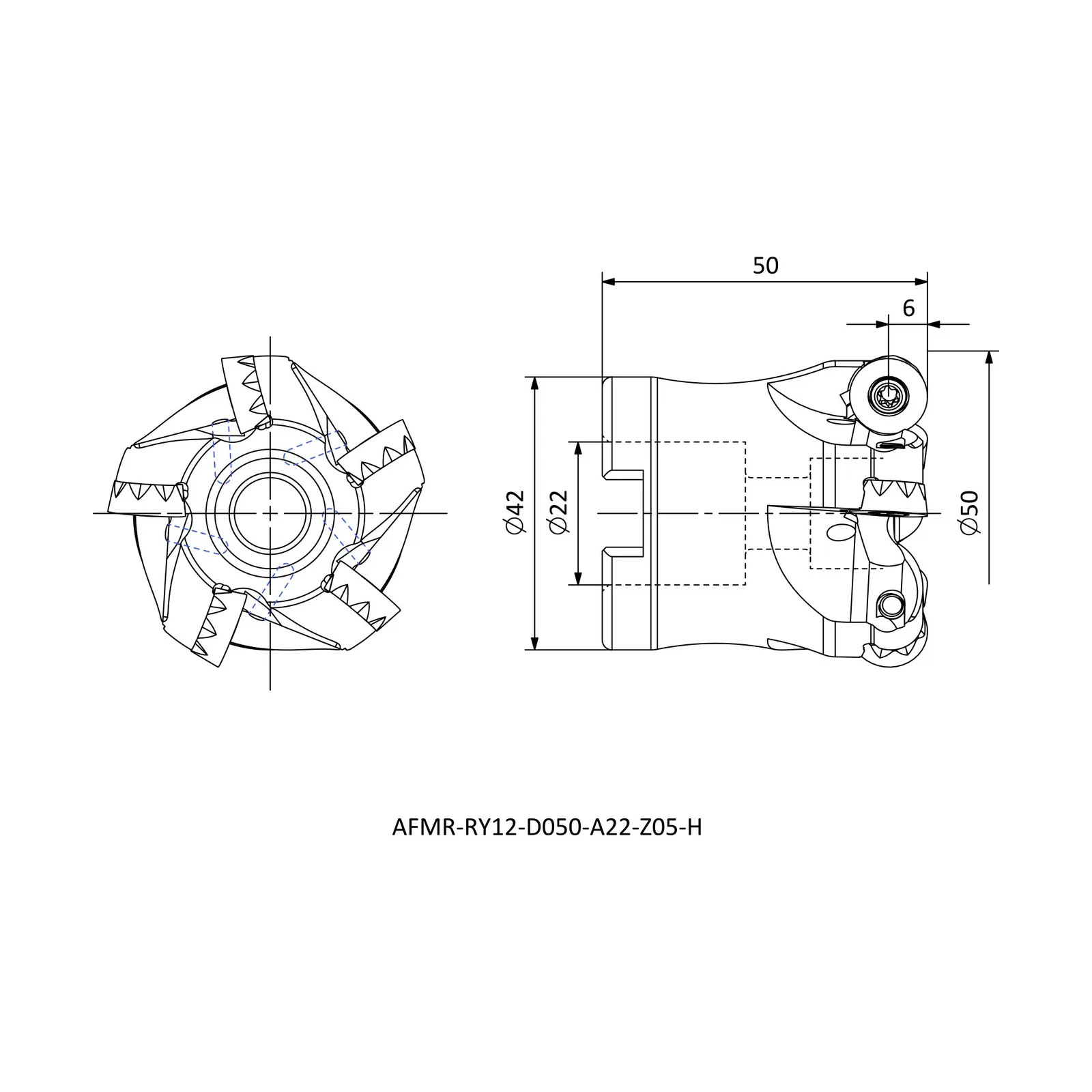 AFMR-RY12-D050-A22-Z05-H &mdash; dimensioned drawing