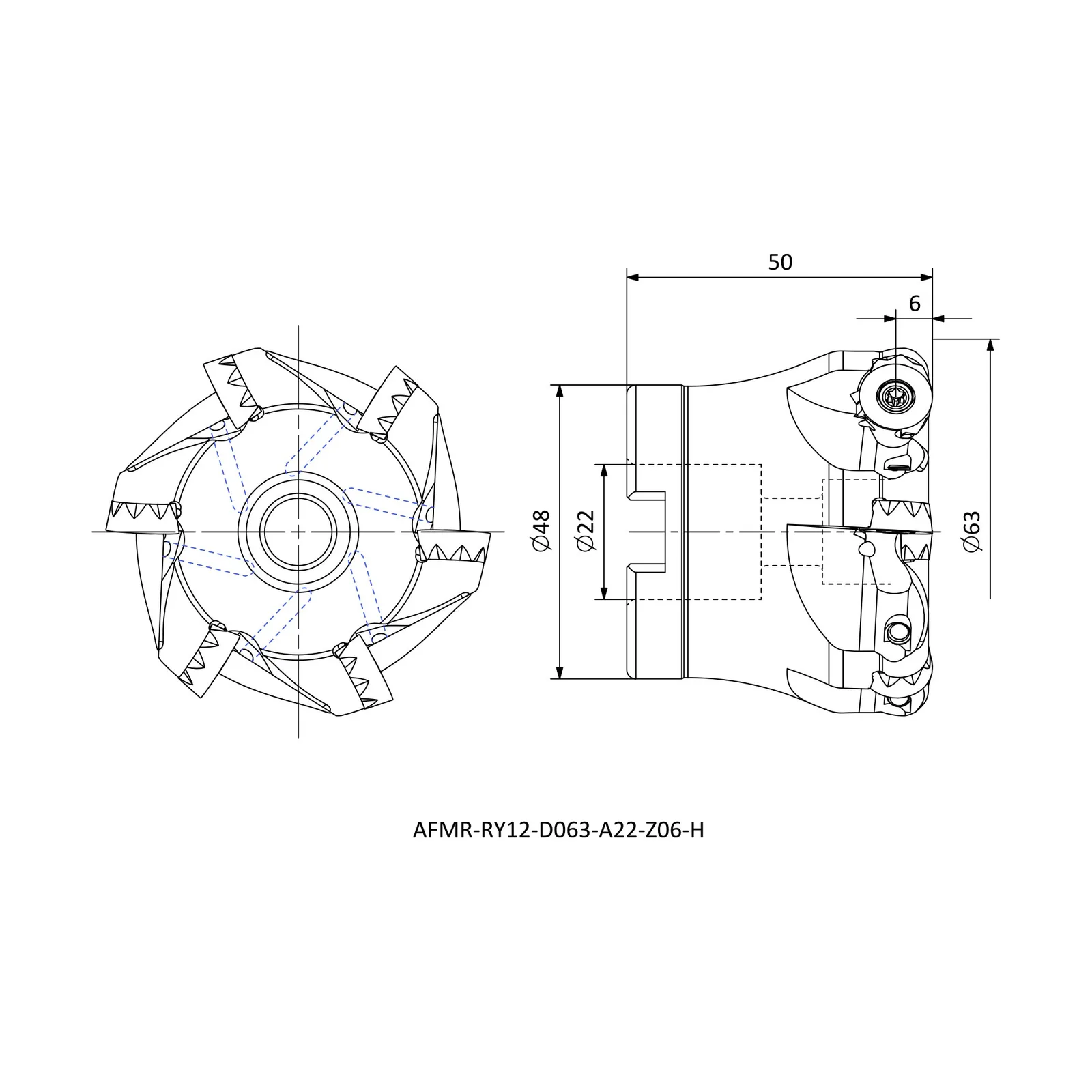 AFMR-RY12-D063-A22-Z06-H &mdash; dimensioned drawing
