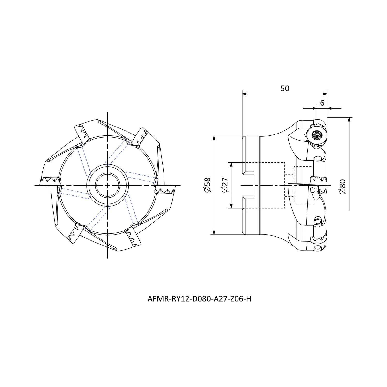 AFMR-RY12-D080-A27-Z06-H &mdash; dimensioned drawing
