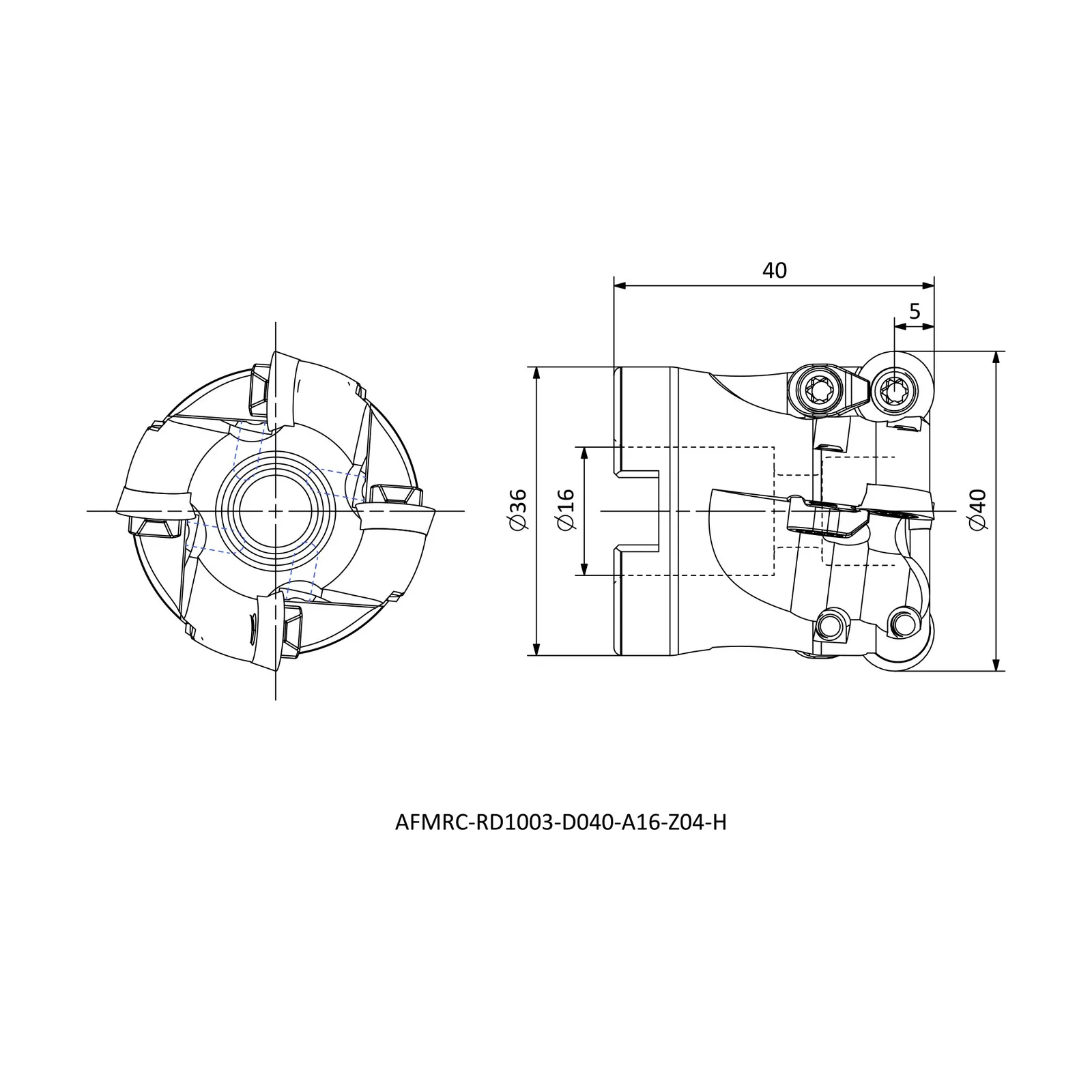 AFMRC-RD1003-D040-A16-Z04-H &mdash; dimensioned drawing